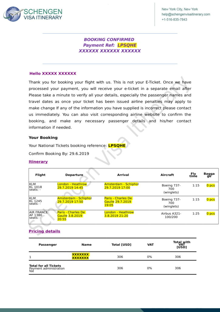 Travel Itinerary Format For Schengen Visa Besttravels