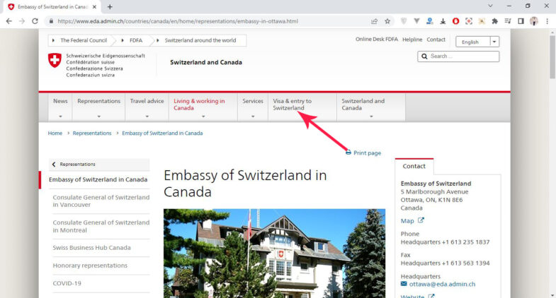switzerland visit visa application form